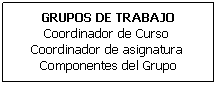 Cuadro de texto: GRUPOS DE TRABAJO Coordinador de Curso Coordinador de asignatura Componentes del Grupo